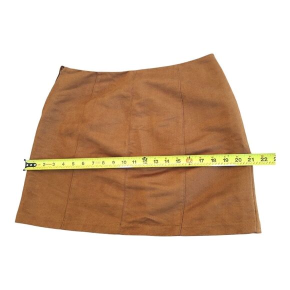 Old Navy Faux Suede A-Line Mini Skirt Pockets Lined Size 4 Autumn Warm Brown EUC - Picture 9 of 14